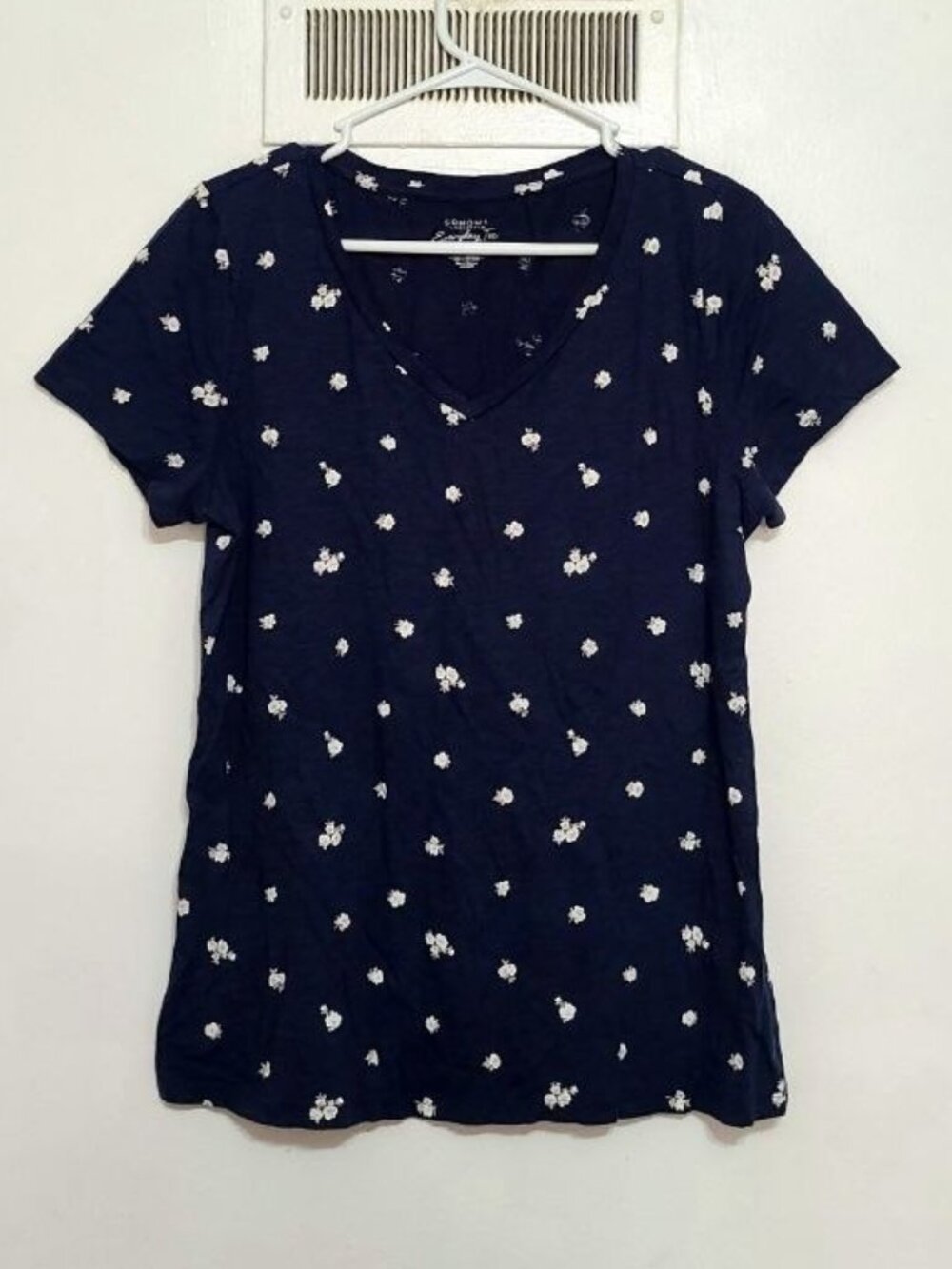 Navy Floral Cotton Tee